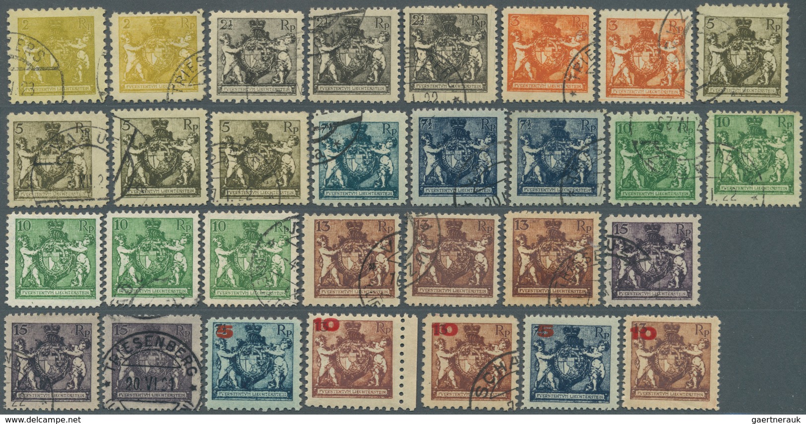 Liechtenstein: 1921/24 'Putti': Kollektion Von 30 Marken Beider Zähnungen, Fünf Marken Postfrisch Bz - Storia Postale