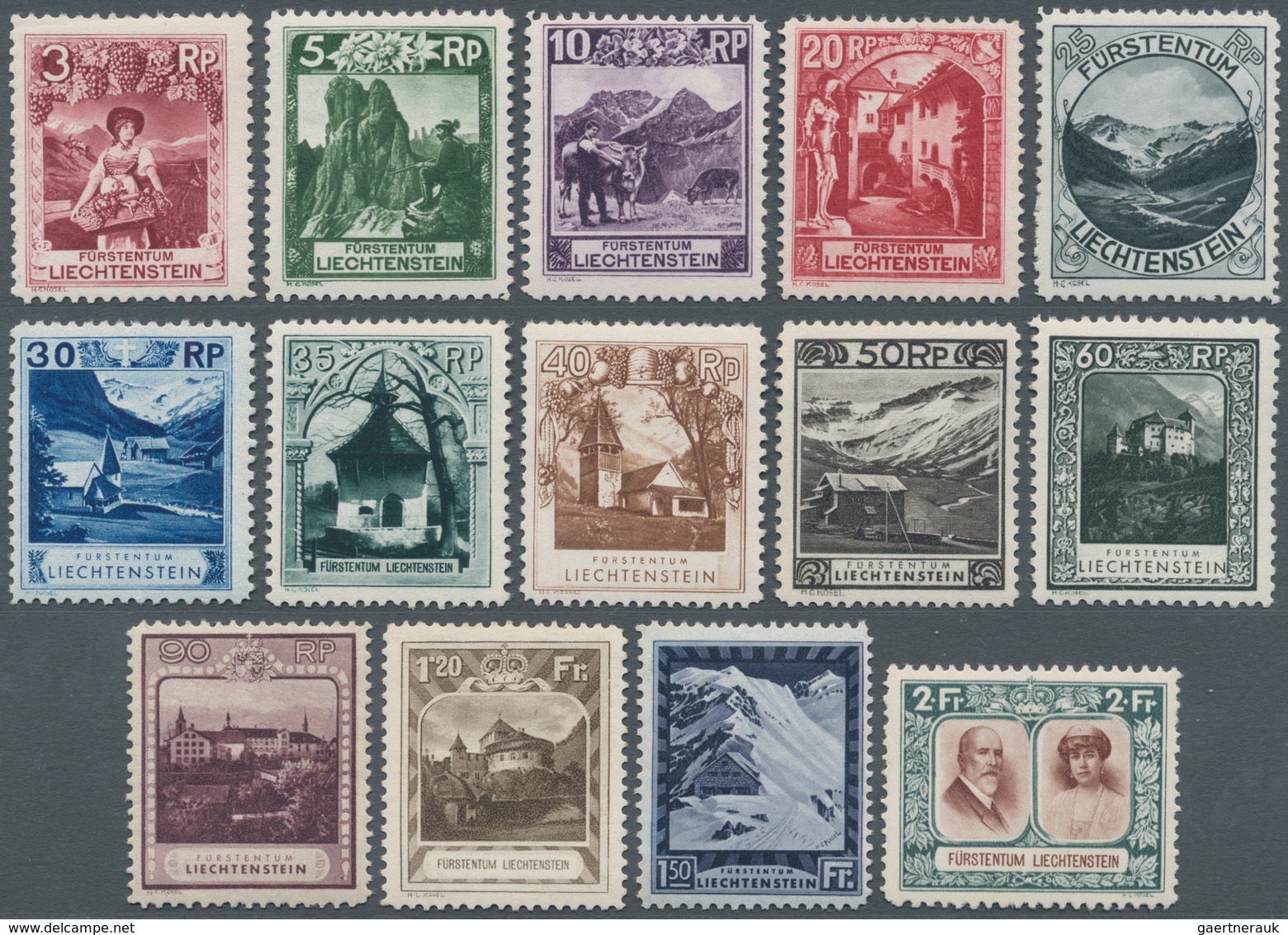 Liechtenstein: 1930, Freimarken, Komplette Ausgabe, Ungebraucht Bzw. Postfrisch, Fotoattest Für Höch - Covers & Documents