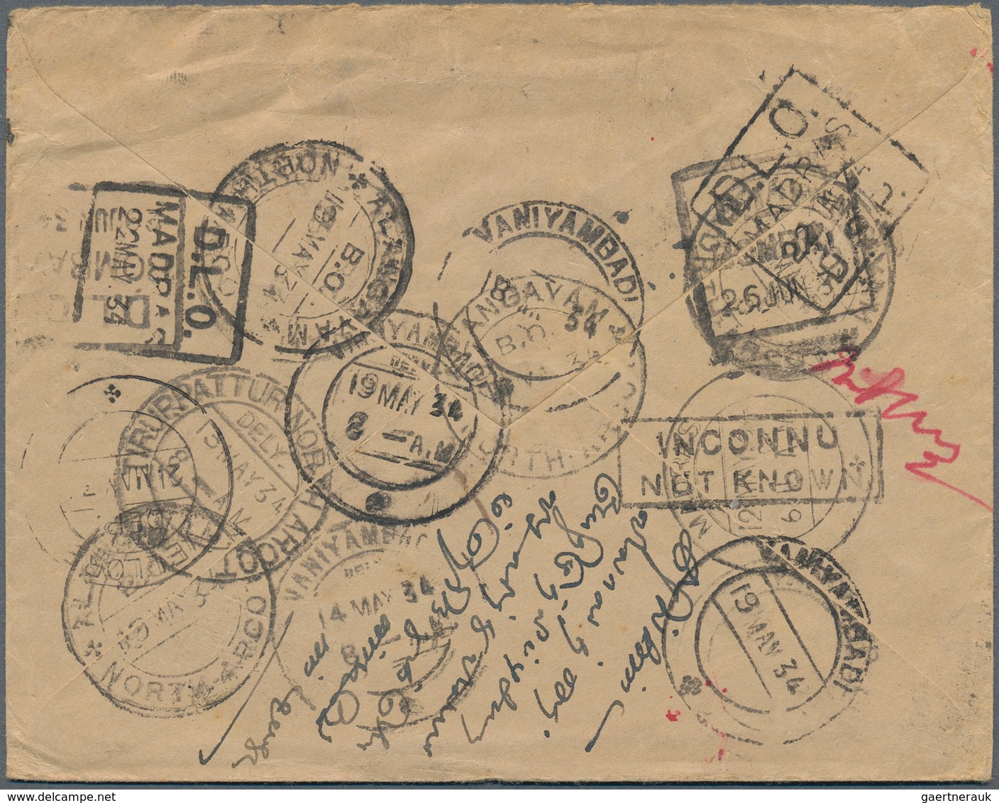 Liechtenstein: 1934, Brief Mit 30 Rp. Absenderfreistempel Von VADUZ Nach TIRUPATTUR TALUA, Südindien - Brieven En Documenten