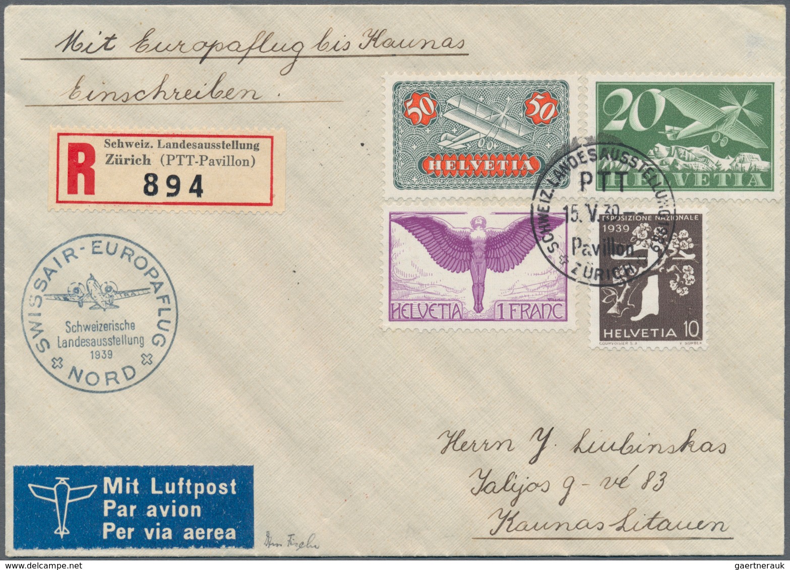 Litauen: 1930,1939: Incoming Airmail To Lithuania: First Flight AMSTERDAM-BERLIN-KAUNAS 1./2.V. 1930 - Litouwen