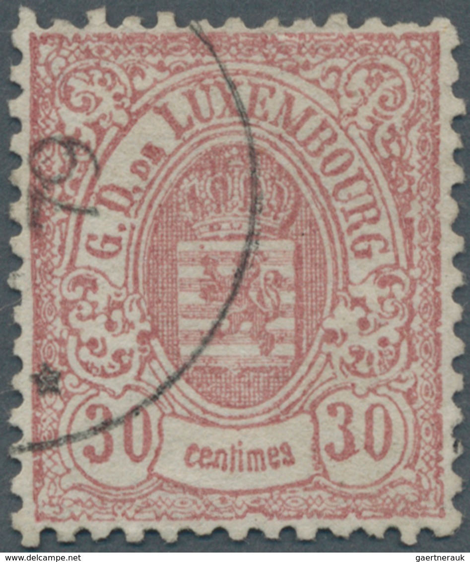 Luxemburg: 1875, Freimarken Wappen Im Oval, 30 C. Lilarot, Gut Gezähnt, In Sauberer, Gestempelter Er - Covers & Documents