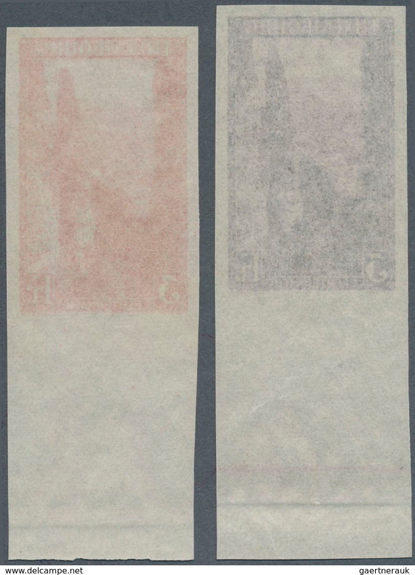 Luxemburg: 1923: "Wolfsschlucht/ Echternach" 3 Fr, Two Imperforated Essais/proofs In Different Color - Storia Postale