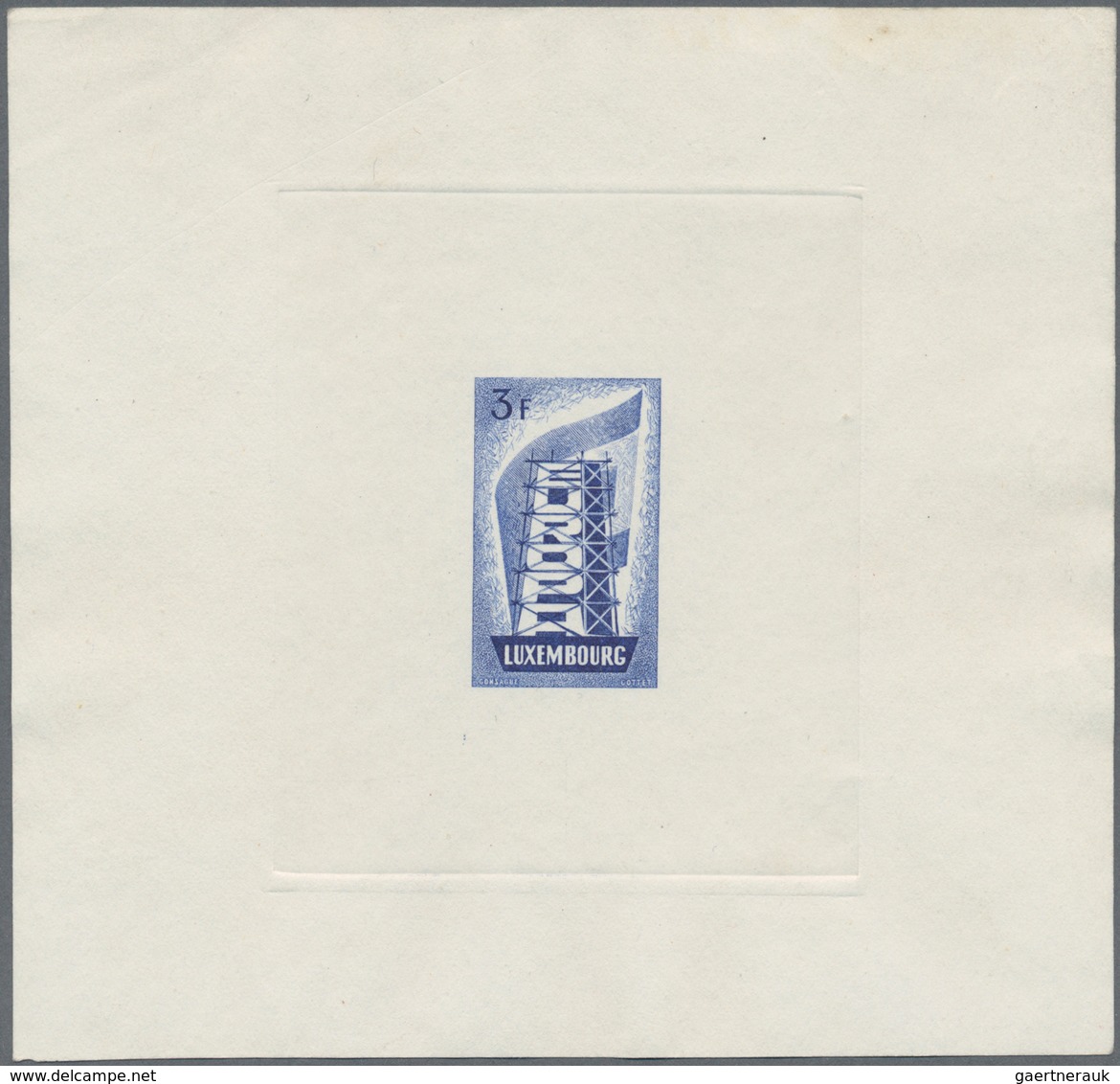 Luxemburg: 1956, 3 F. Europa Künstlerentwurf In Blau Auf Büttenpapier. Sehr Selten - Covers & Documents