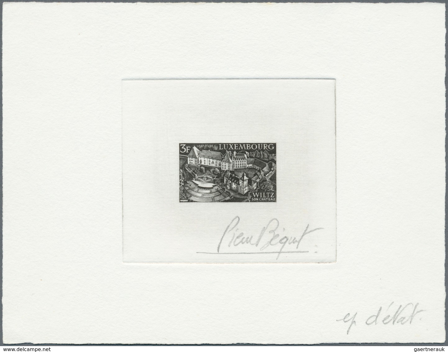 Luxemburg: 1969. Epreuve D'artiste Signée In Black For 3f Value Of The Landscape Issue Showing "Cast - Covers & Documents