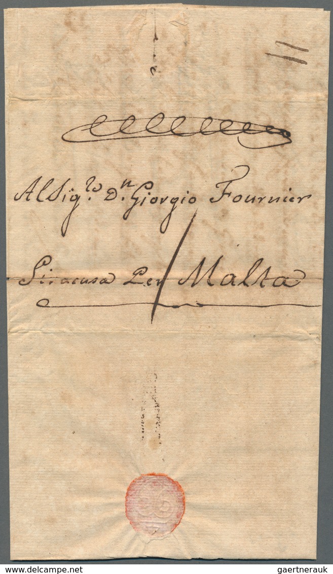 Malta - Vorphilatelie: 1774, Entire Letter From Palermo To Malta With Script "Siracusa Per Malta" An - Malta