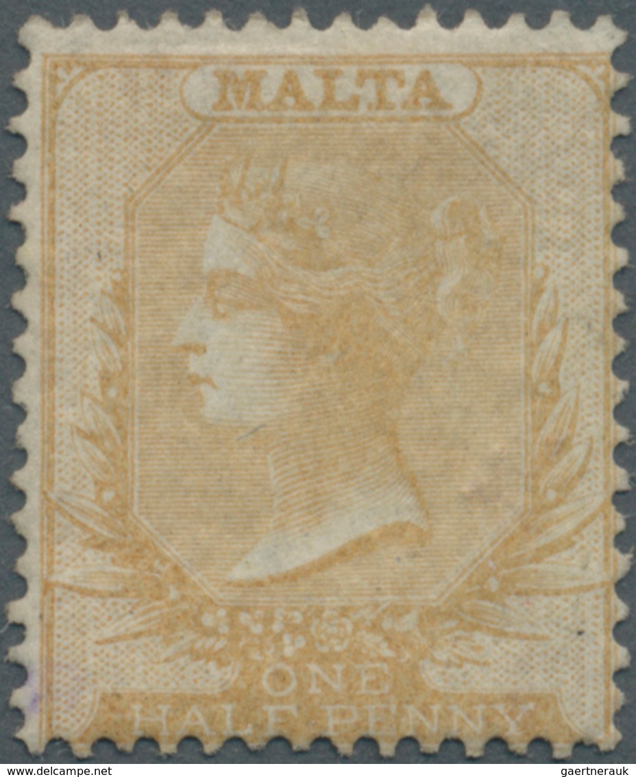 Malta: 1860, QV ½ D. Yellow-brown On White Paper Without Watermark, Mint LH, Fresh Colour And Very F - Malta