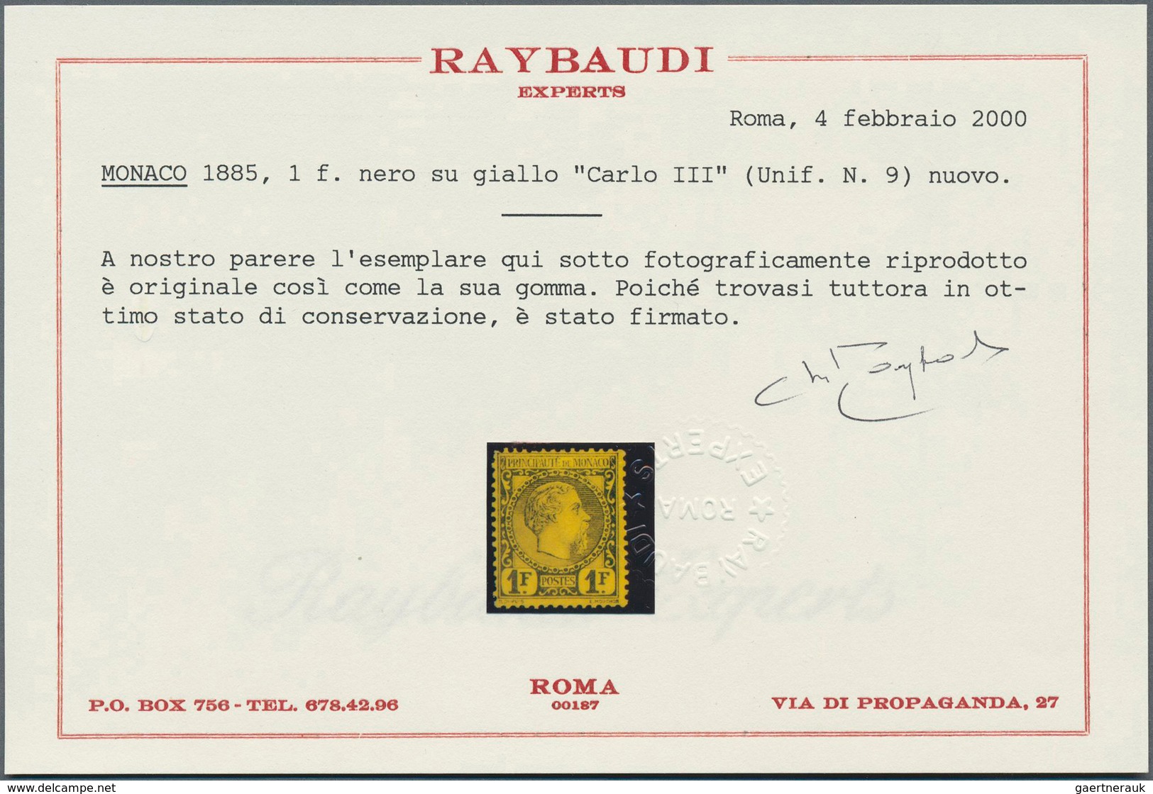 Monaco: 1885, 1fr. Black On Yellow, Fresh Colour, Mainly Well Perfroated With Few Short Perfs, Mint - Unused Stamps