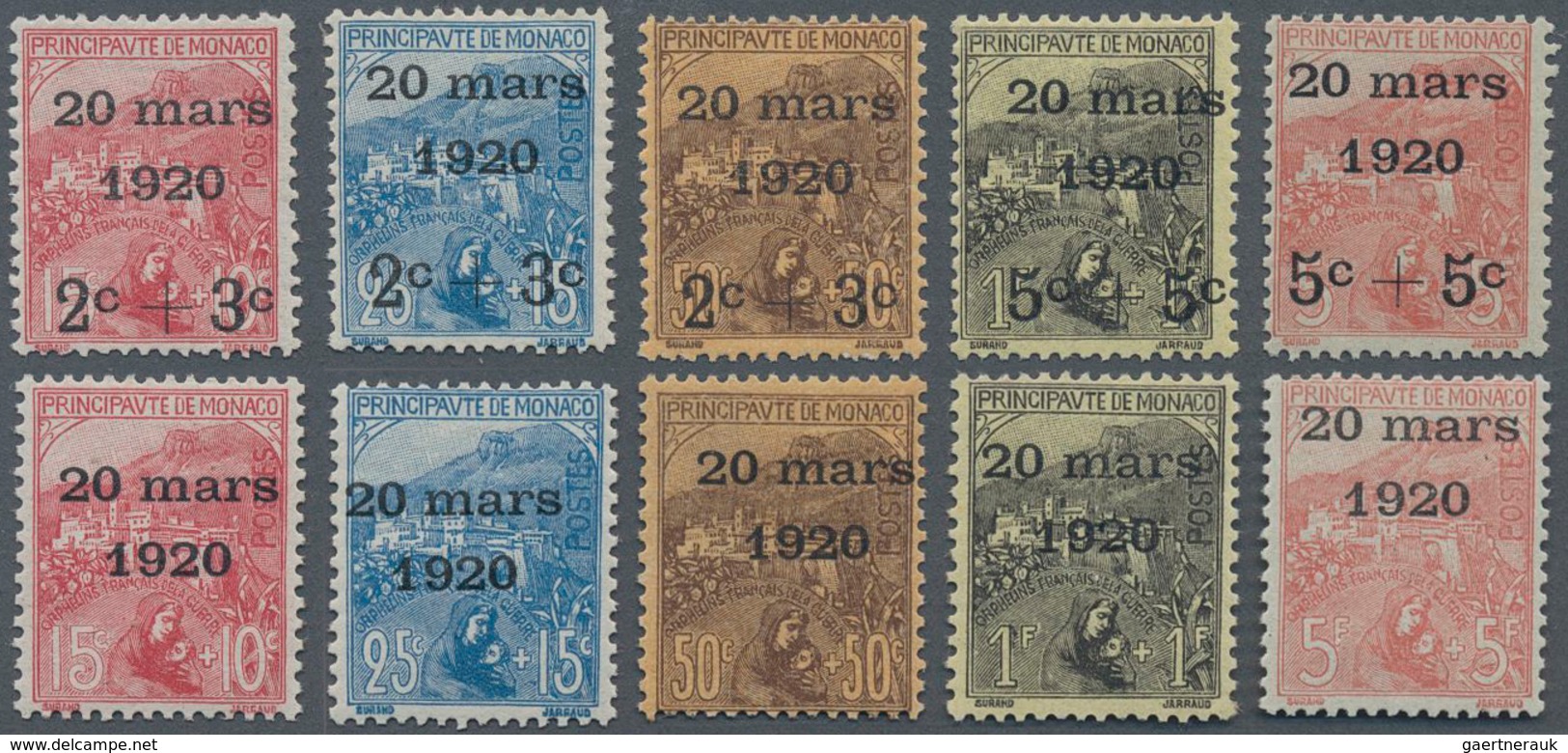 Monaco: 1920, Royal Wedding, Complete Set Of Ten Values, Fresh Colours And Well Perforated, Mint Ori - Ongebruikt