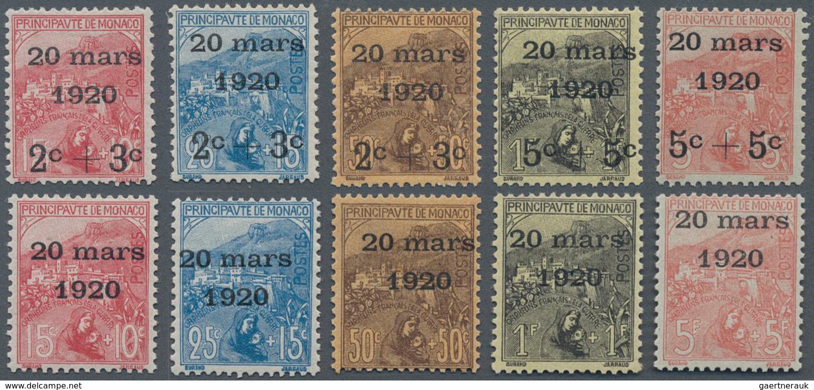 Monaco: 1920, Royal Wedding, Complete Set Of Ten Values, Fresh Colours And Well Perforated, Mint Ori - Nuovi