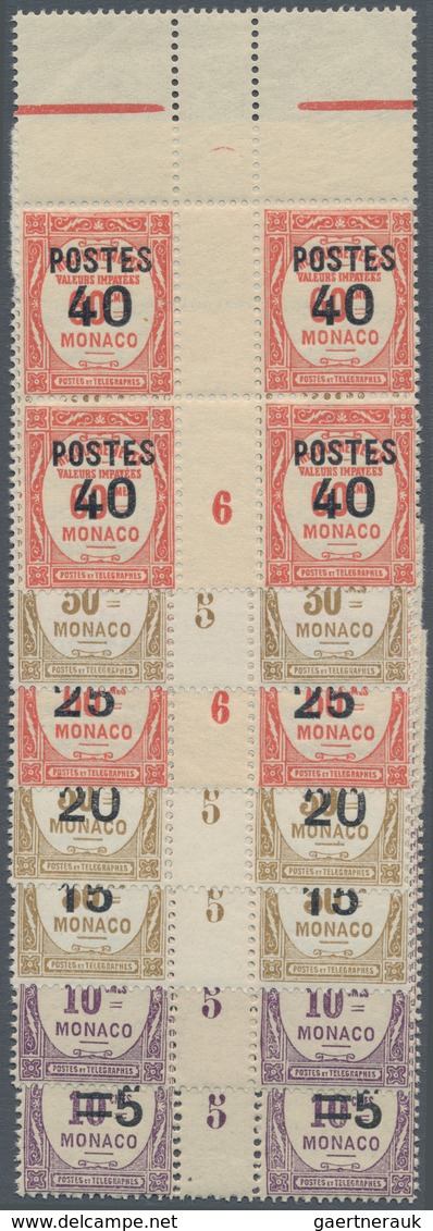 Monaco: 1937/1938, Postage Dues With Opt. ‚POSTES‘ And Surch. With New Values Complete Set Of 14 In - Ongebruikt