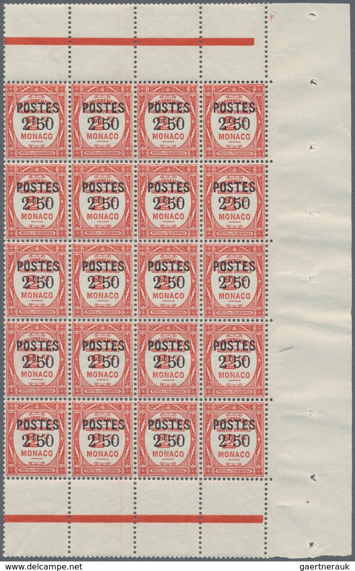 Monaco: 1937/1938, Postage Dues With Opt. ‚POSTES‘ And Surch. With New Values Complete Set Of 14 In - Unused Stamps