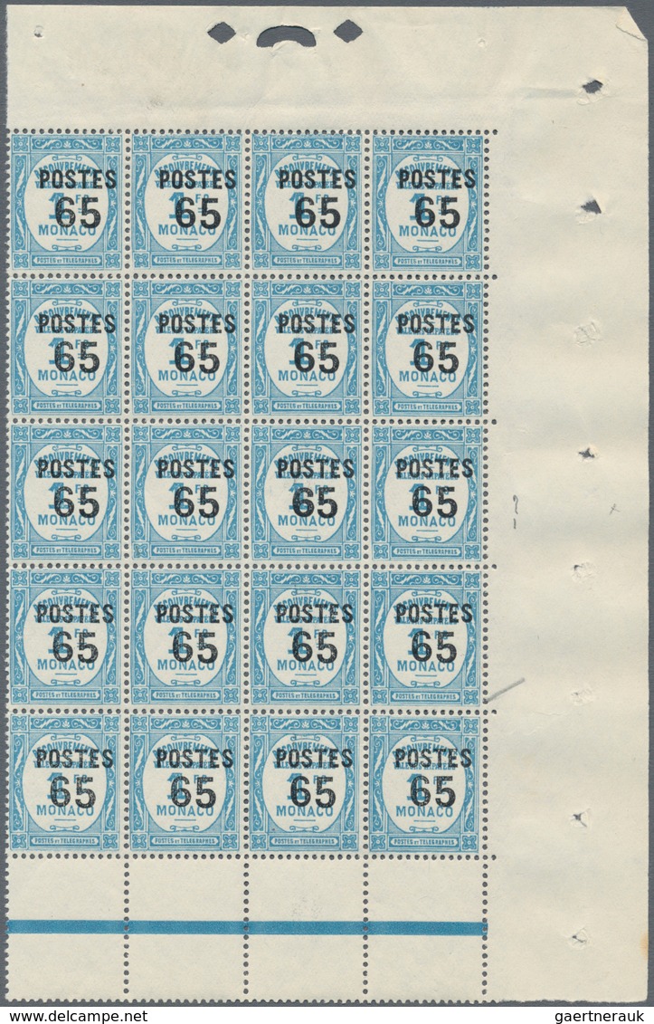 Monaco: 1937/1938, Postage Dues With Opt. ‚POSTES‘ And Surch. With New Values Complete Set Of 14 In - Unused Stamps