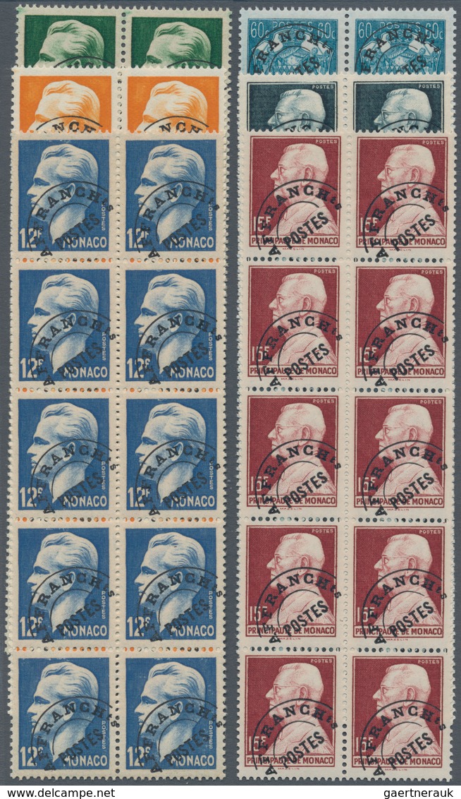 Monaco: 1945/1951, PRE-CANCELS Set Of Ten Different Stamps Incl. 60c. Coat Of Arms, Views Of Monaco - Unused Stamps