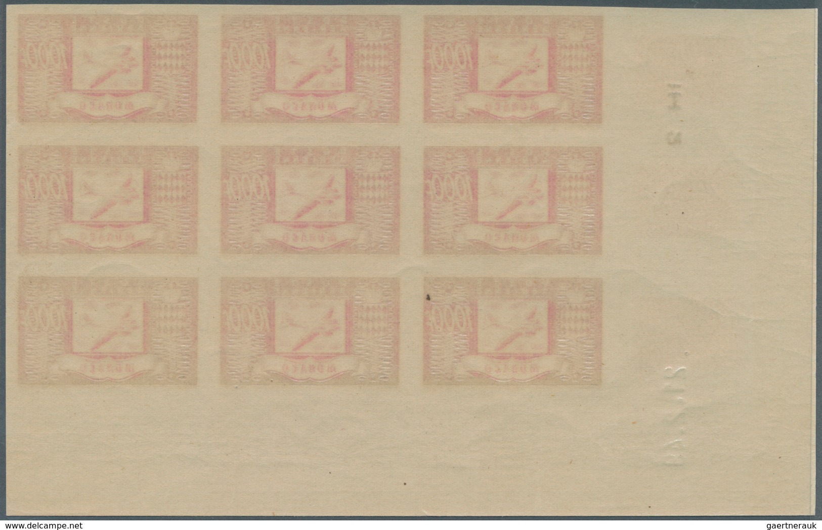 Monaco: 1949, Flugpostmarken Kompl. Satz In UNGEZÄHNTEN Neunerblocks Aus Der Linken Unteren Bogeneck - Unused Stamps