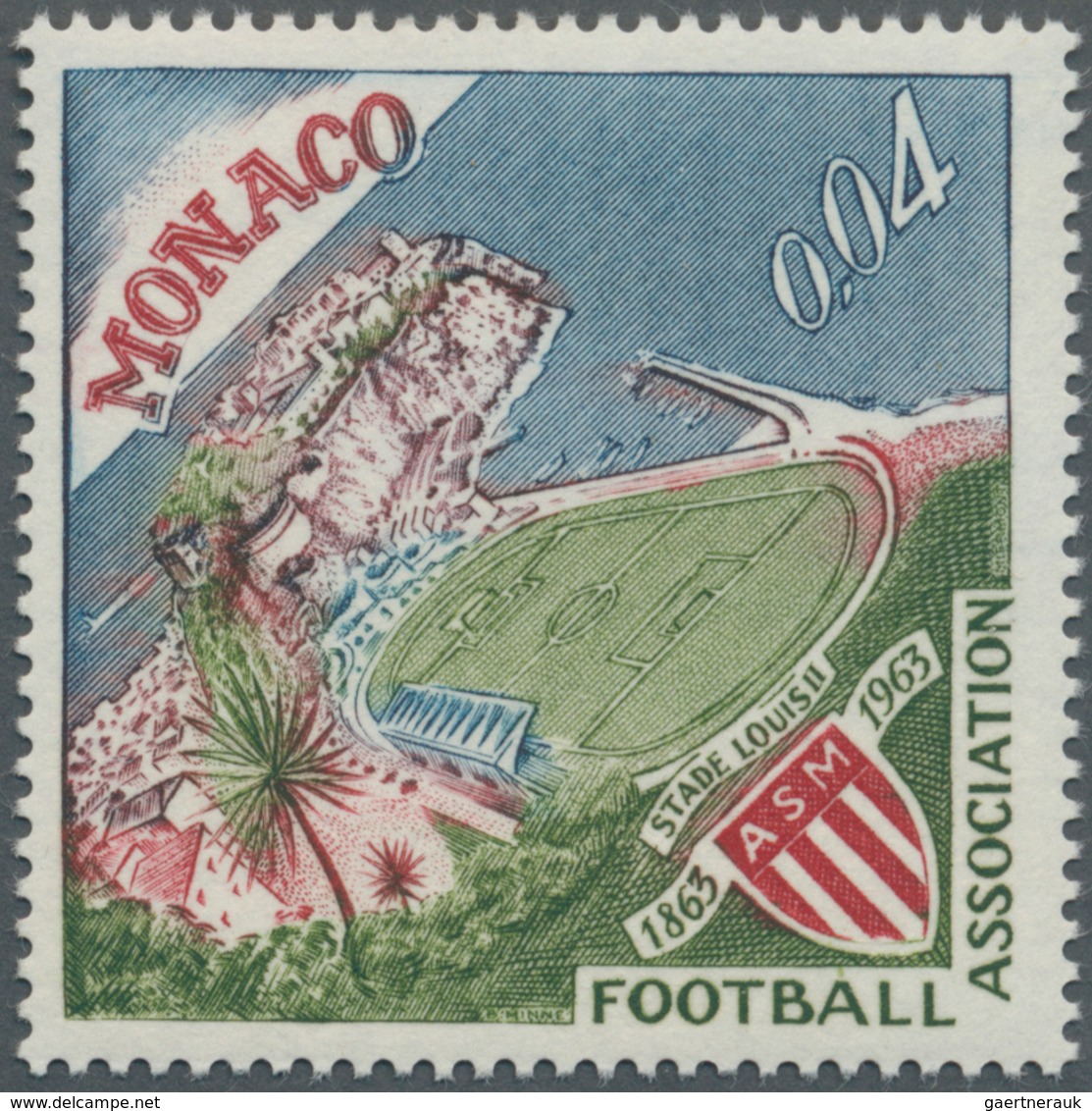 Monaco: 1963, Stadion Louis II 0,04 Fr. WITHOUT IMPRINT "Championnat 1962-1963 Coupe De France" With - Ongebruikt