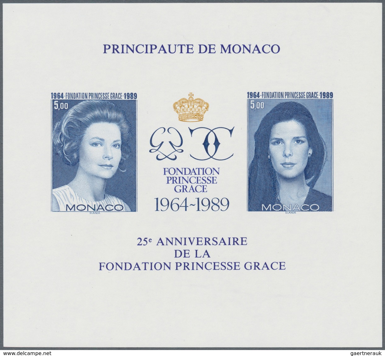 Monaco: 1989, 25 Years Of Princess-Gracia-Foundation IMPERFORATE Miniature Sheet, Mint Never Hinged - Ongebruikt