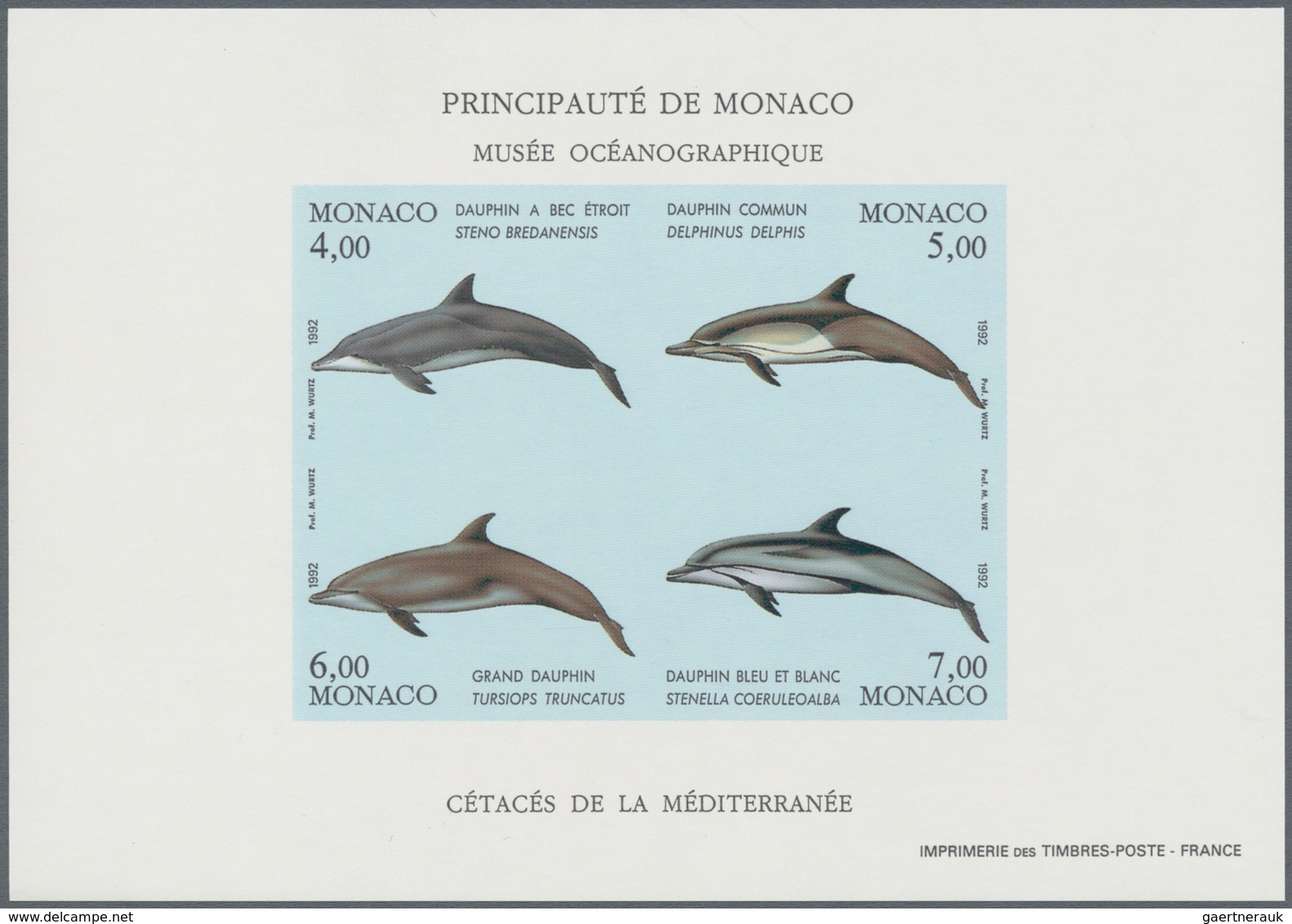 Monaco: 1992/1994, Whales And Dolphins Set Of Three Different IMPERFORATE Miniature Sheets, Mint Nev - Ongebruikt