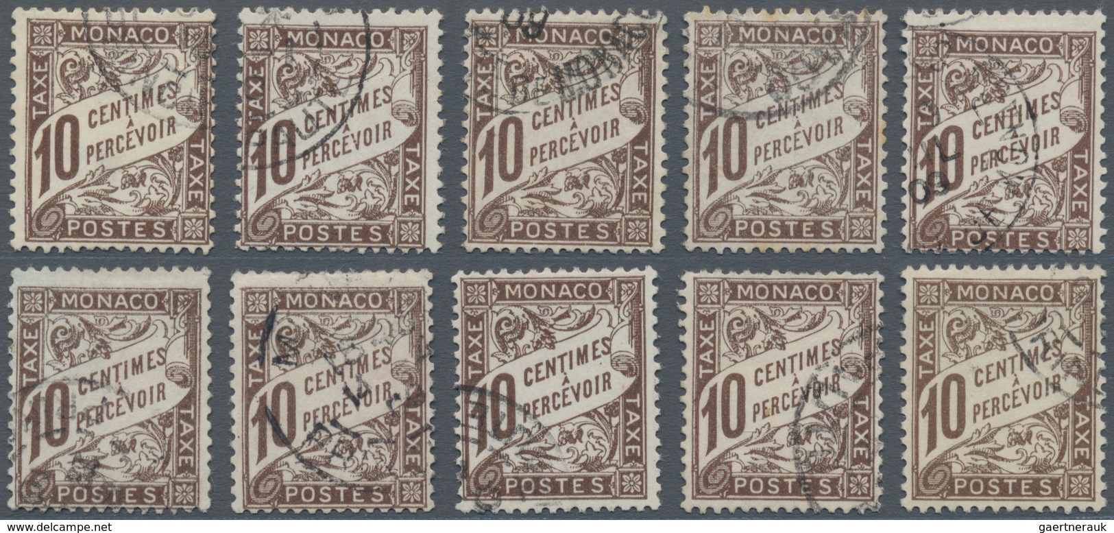 Monaco - Portomarken: 1909, Postage Due 10c. Dark Brown Small Group With Ten Fine Used Copies Of Thi - Postage Due