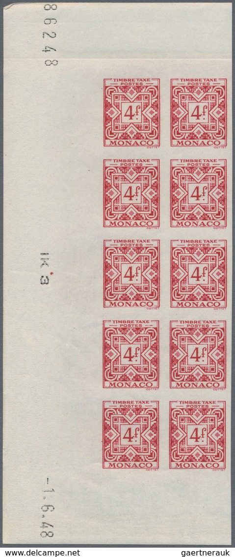 Monaco - Portomarken: 1946/1950, Postage Dues ‚ornaments‘ Complete Set Of 11 In IMPERFORATE Blocks O - Segnatasse