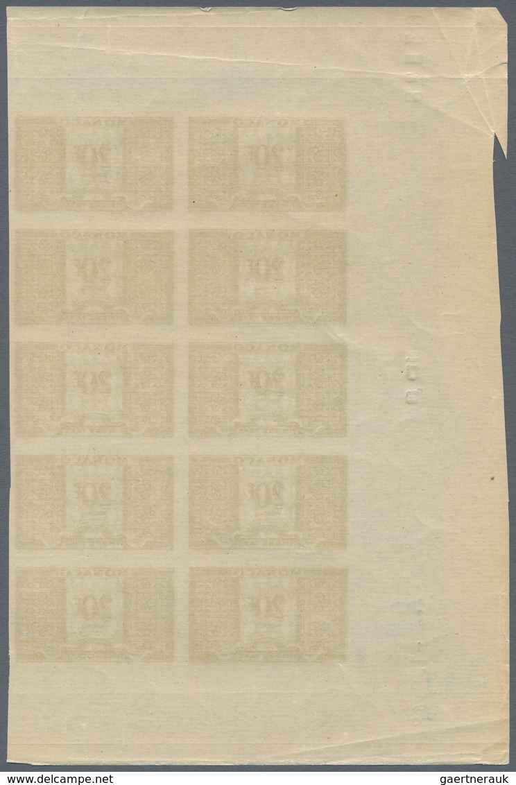 Monaco - Portomarken: 1946/1950, Postage dues ‚ornaments‘ complete set of 11 in IMPERFORATE blocks o