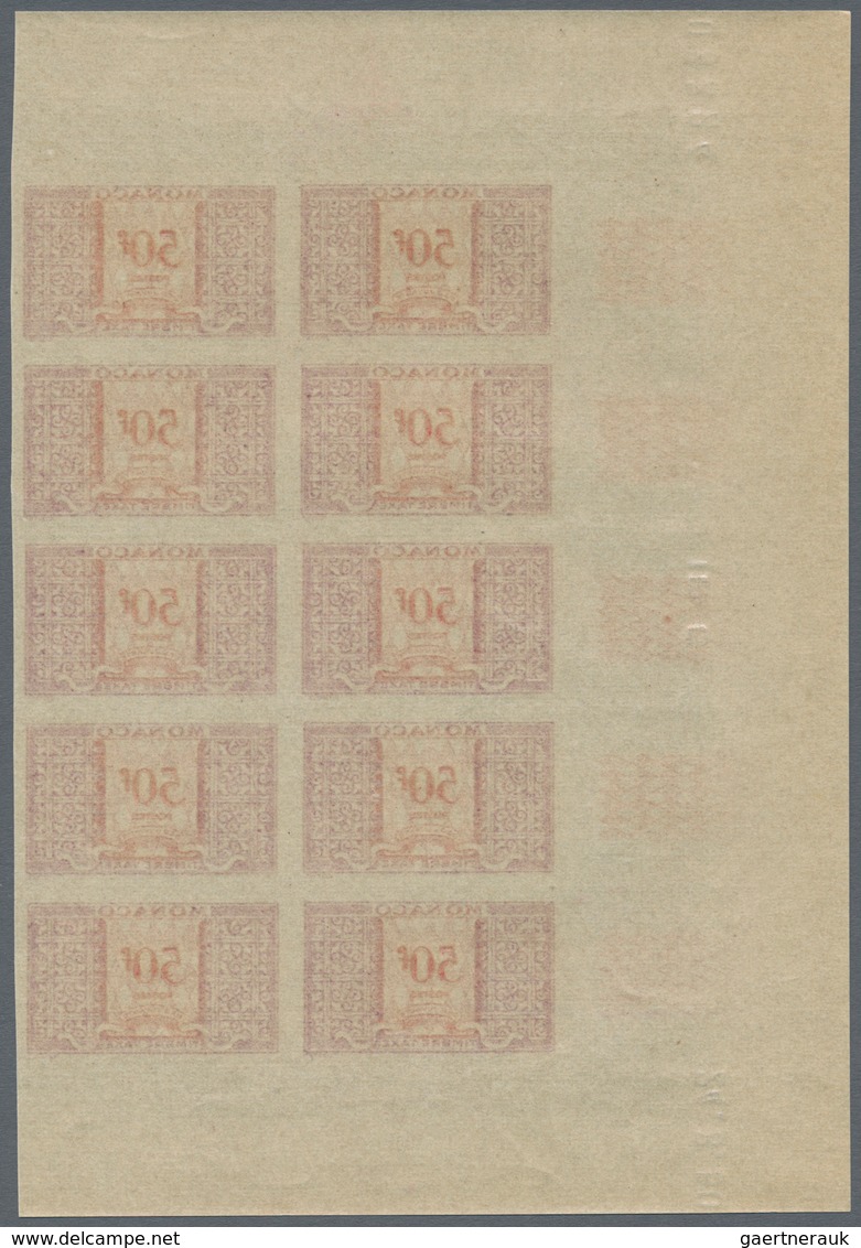 Monaco - Portomarken: 1946/1950, Postage dues ‚ornaments‘ complete set of 11 in IMPERFORATE blocks o