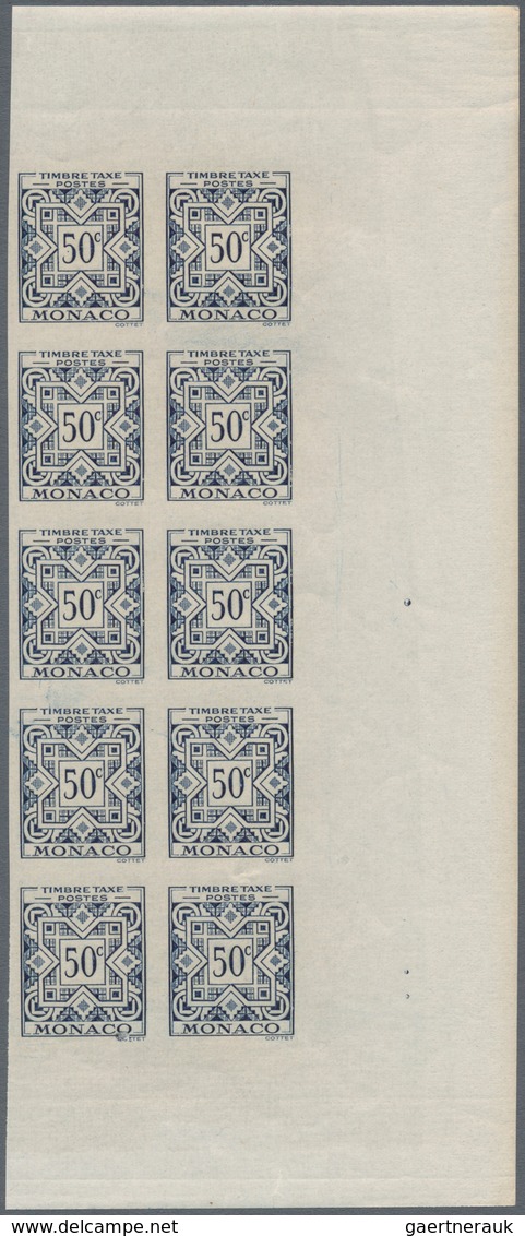 Monaco - Portomarken: 1946/1950, Postage dues ‚ornaments‘ complete set of 11 in IMPERFORATE blocks o