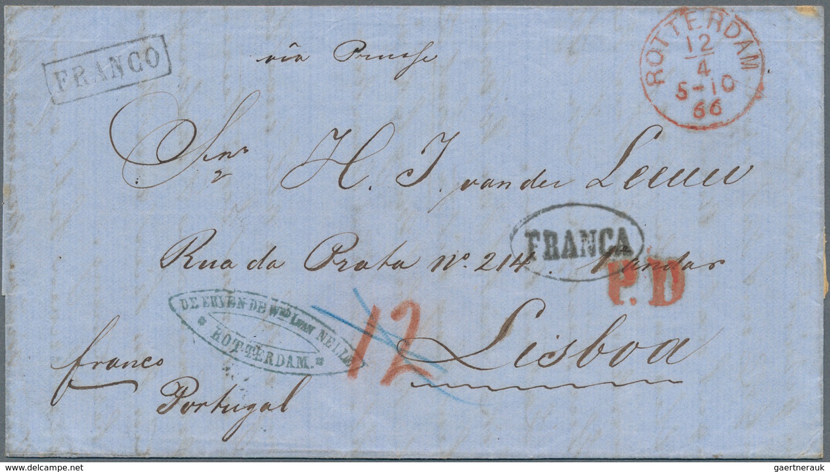 Niederlande: 1866, Drei Faltbriefe Jeweils Mit Verschiedenen Porti, Alle Mit Transit über Preussen N - Brieven En Documenten