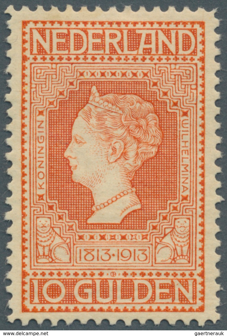 Niederlande: 1913, Queen Wilhelmina 10gld. Red-orange On Yellow, Mint Hinged And Scarce, Mi. € 950,- - Brieven En Documenten