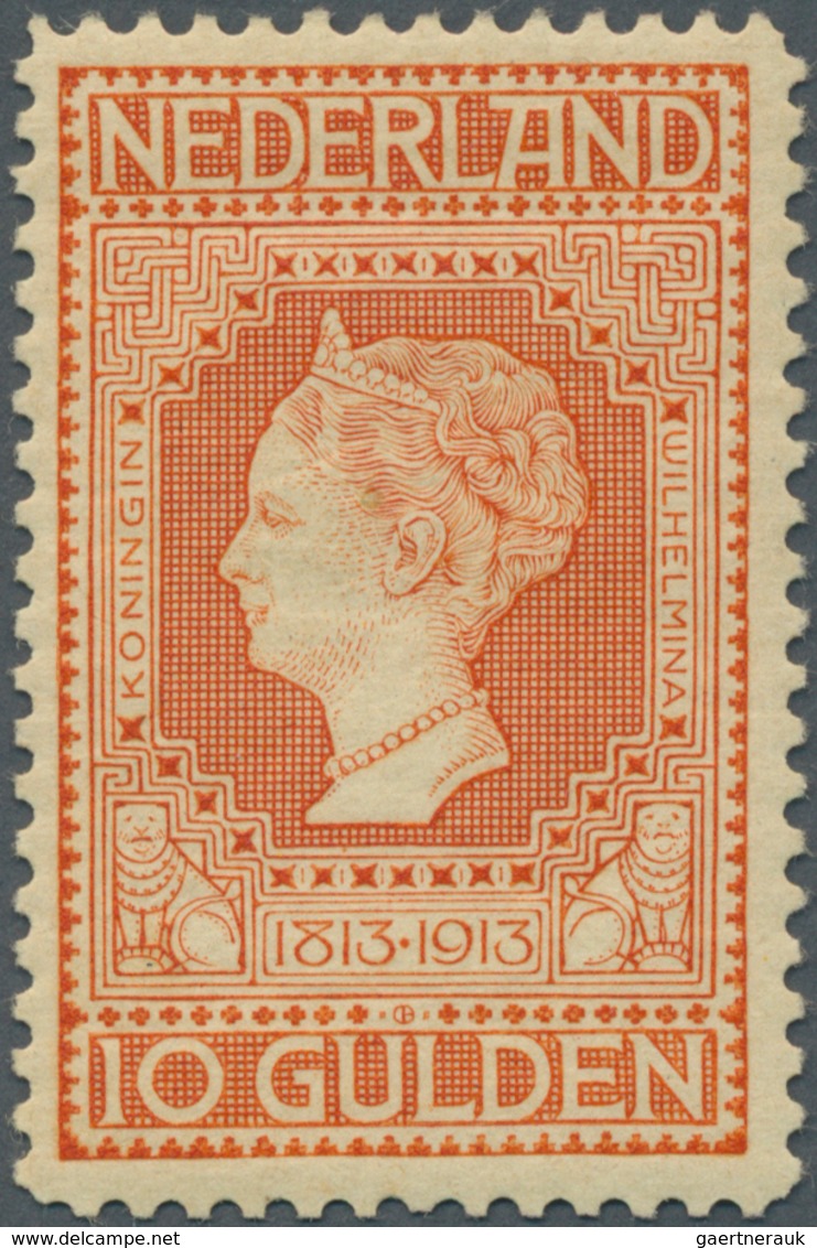 Niederlande: 1913, 10 G. Redorange On Yellow, Mint With Hinge, In Perfekt Conditions, Signed. Mi. 95 - Brieven En Documenten