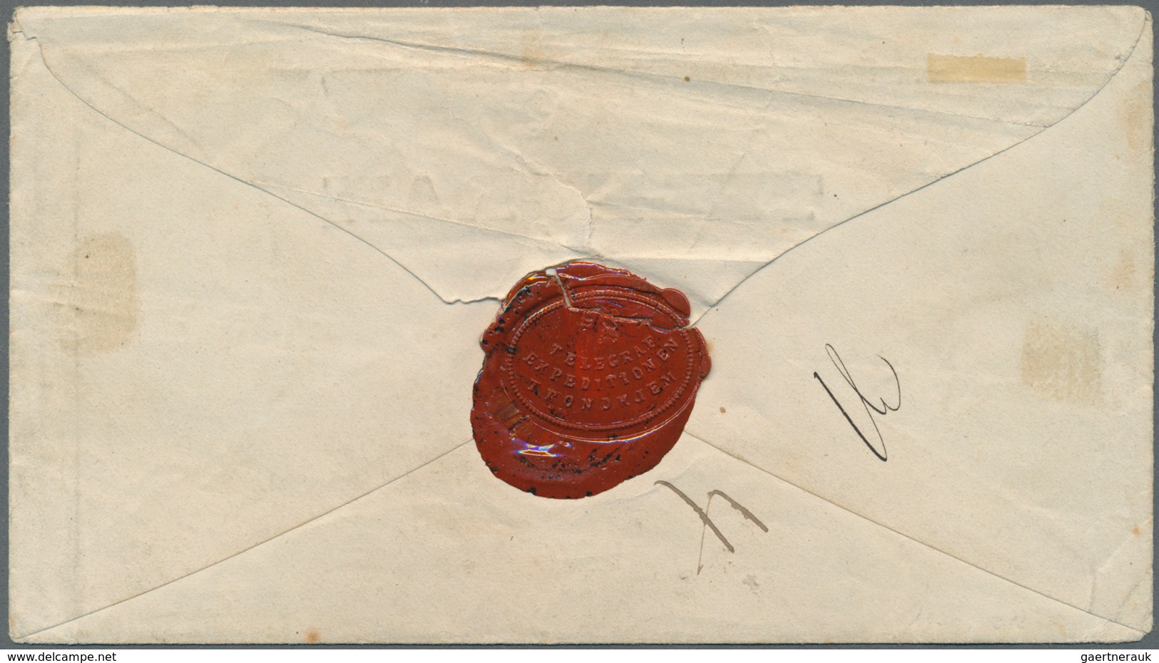 Norwegen: 1862, 4 Sk. Oskar I. On Registered, Preprinted Telegram Envelope From Trondheim To Vestera - Altri & Non Classificati