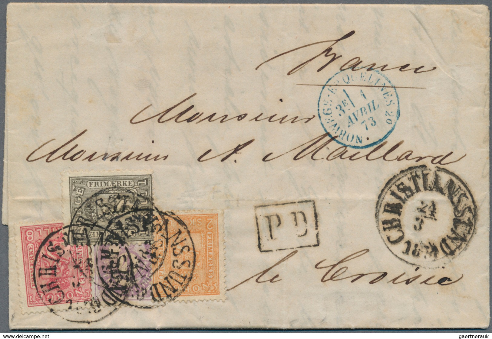 Norwegen: 1867/1872, 1 Sk Black, 2 Sk Orange And 8 Sk Rose "coat Of Arms", Together With 4 Sk Violet - Other & Unclassified