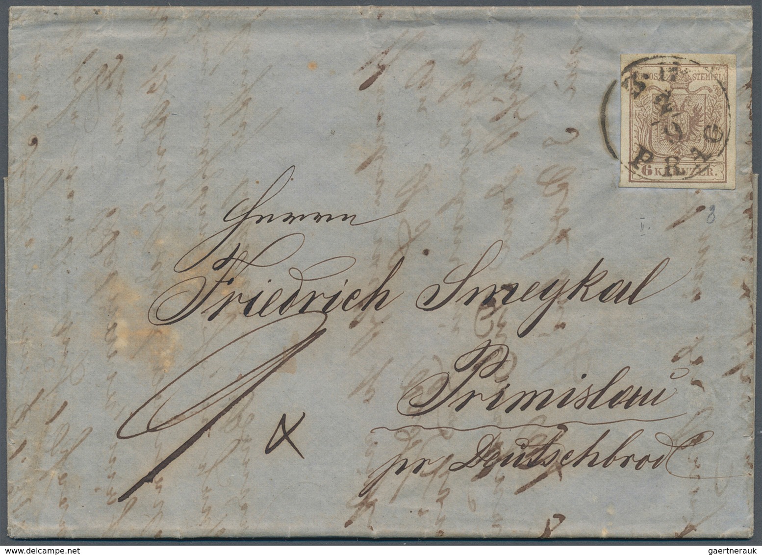 Österreich: 1856, 6 Kreuzer Braun Als Einzelfrankatur Auf Komplettem, Unterfrankierten Faltbrief Von - Other & Unclassified