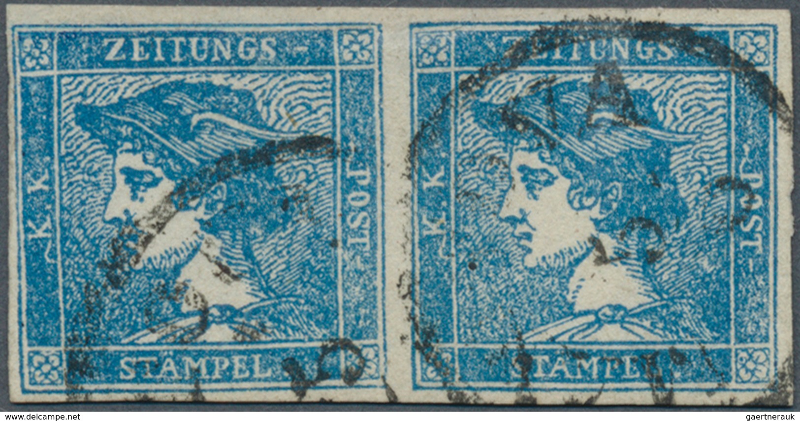 Österreich: 1851, (0,6 Kr) Blauer Merkur, Type II, Waagerechtes Paar, Allseits Gerandet, Tadellose E - Andere & Zonder Classificatie