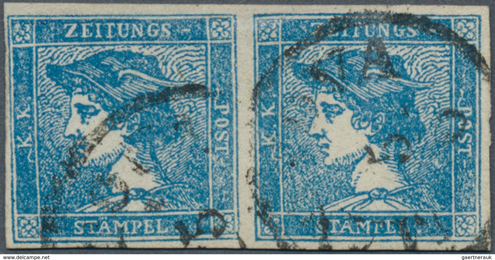 Österreich: 1851, (0,6 Kr) Blauer Merkur, Type II, Waagerechtes Paar, Allseits Gerandet, Tadellose E - Altri & Non Classificati