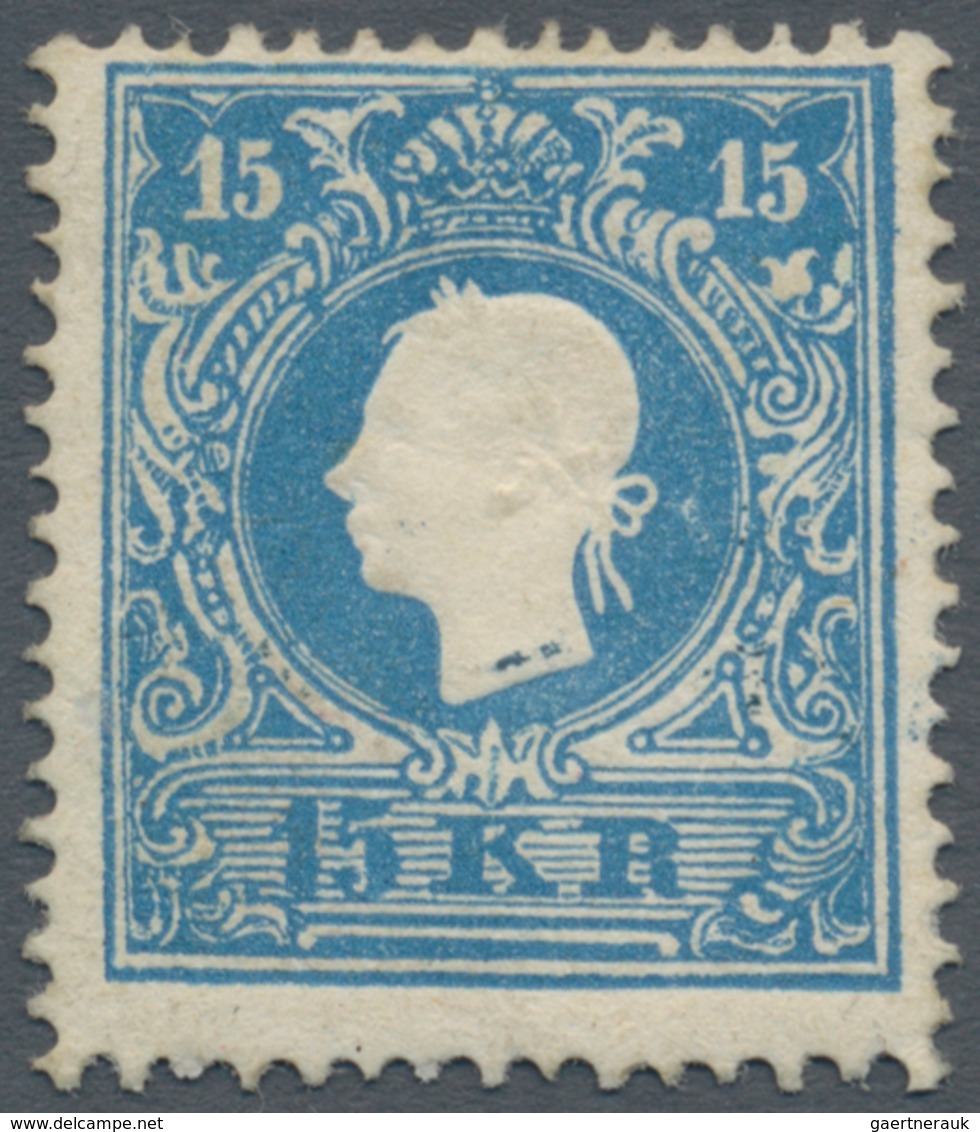 Österreich: 1858, 15 Kr Hellblau, Type II, Farb- Und Prägefrisch Mit Originalgummi, Pracht. Fotoatte - Altri & Non Classificati