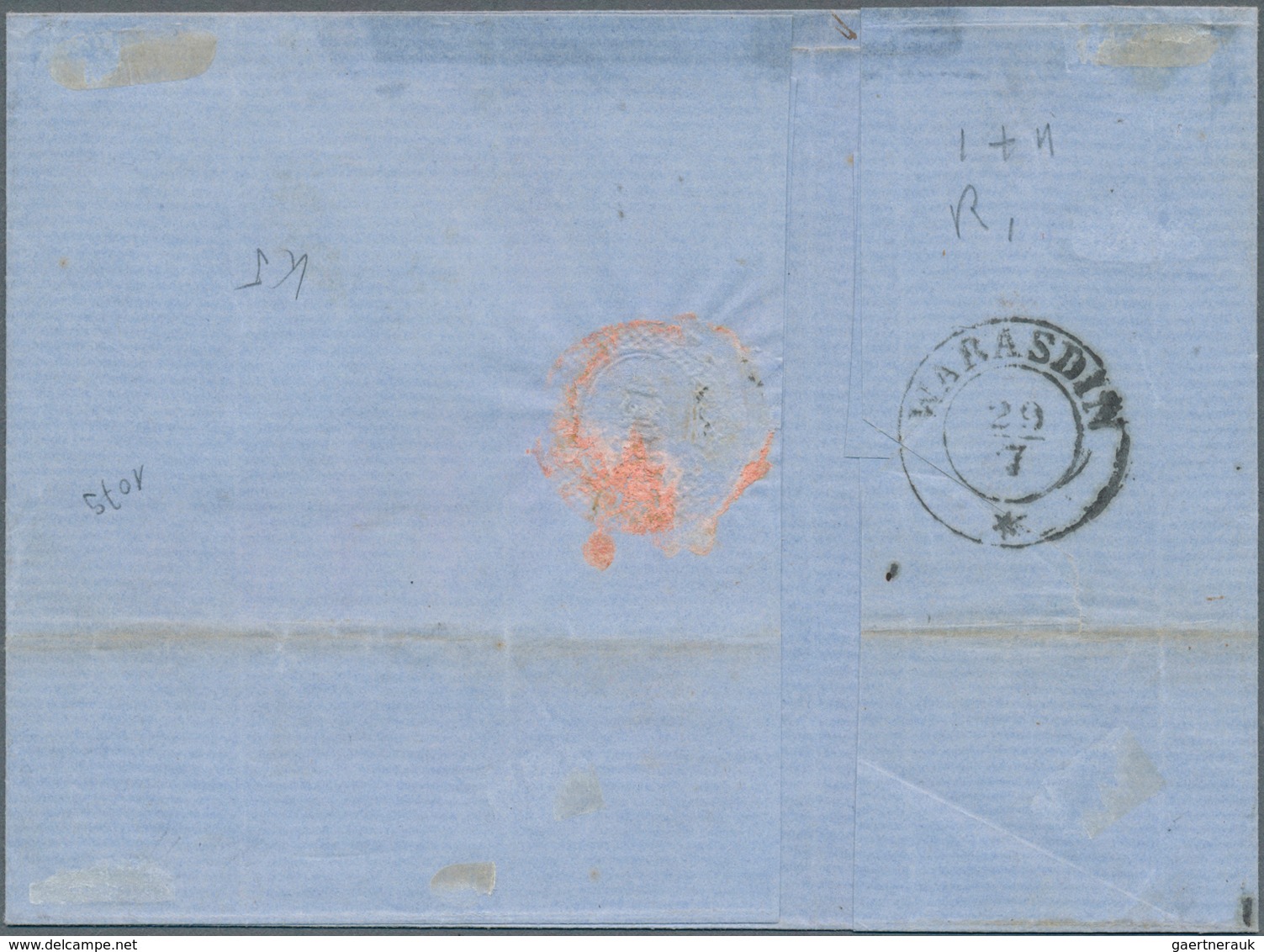 Österreich: 1858/59: 15 Kr. Blau, Type II, Im Paar Geklebt Mit 15 Kr. Dunkelblau, Type I, Auf Unbeha - Altri & Non Classificati