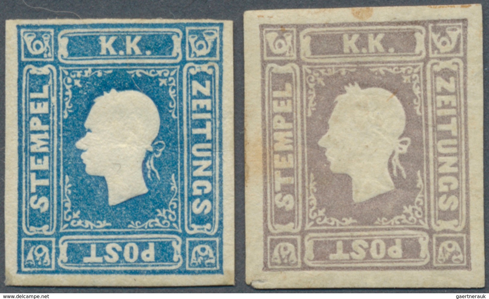 Österreich: 1858/1859, (1,05 Kr) Blau U. (1,05 Kr) Graulila Zeitungsmarken, Allseits Gerandet, Jewei - Andere & Zonder Classificatie