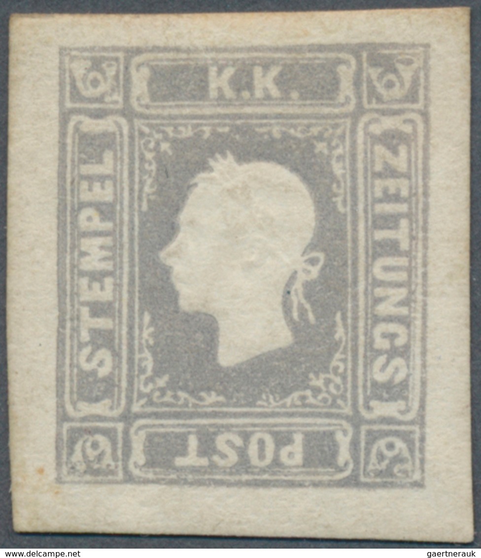 Österreich: 1858 - 1859, Zeitungsmarke Grauviolett, Die Marke Hat Etwas Matten Original-Gummi, Mit K - Other & Unclassified
