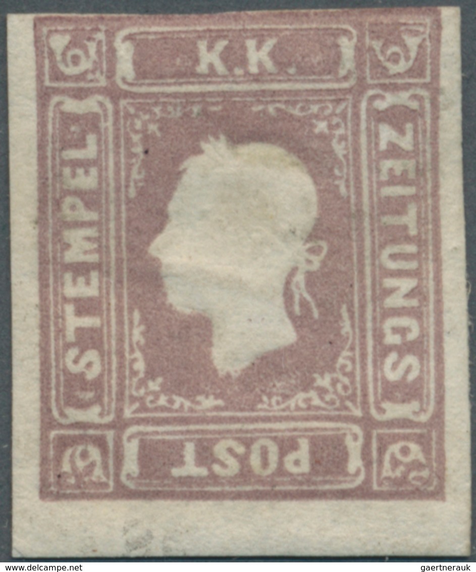 Österreich: 1859, (1,05 Kr) Graulila, Dreiseits Vollrandig, Oben Entlang Der Randlinie Geschnitten, - Other & Unclassified