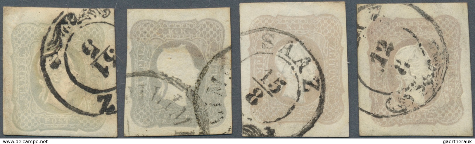 Österreich: 1861, (1,05 Kr) Zeitungsmarke, 4 Verschiedene Werte In Den Farben Hellgrau, Grau, Grauli - Andere & Zonder Classificatie