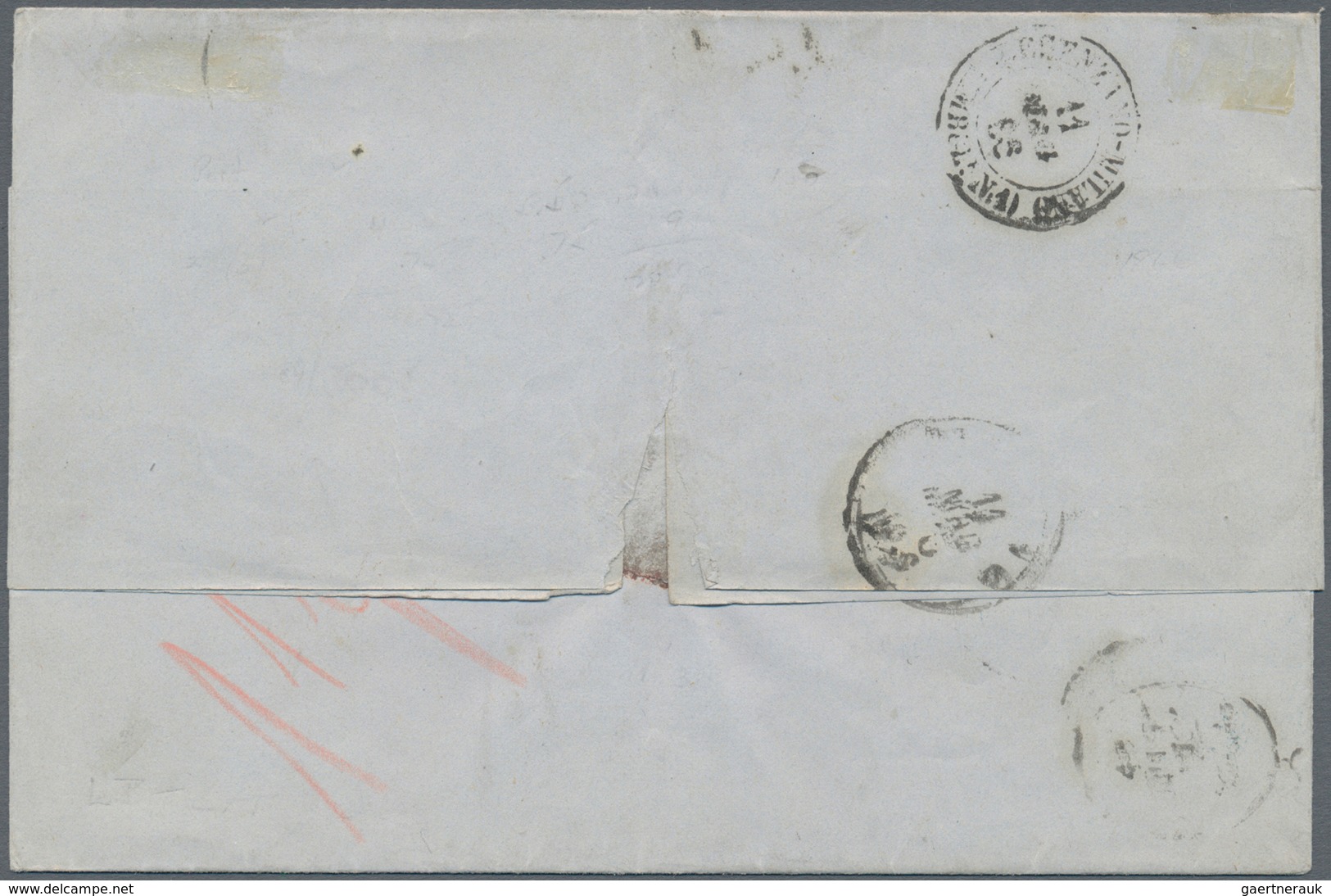 Österreich: 1863, Doppeladler Weit Gezähnt 2x 3 Kr. Hellgrün Und 3x 5 Kr. Rot Auf Brief Triest Nach - Other & Unclassified
