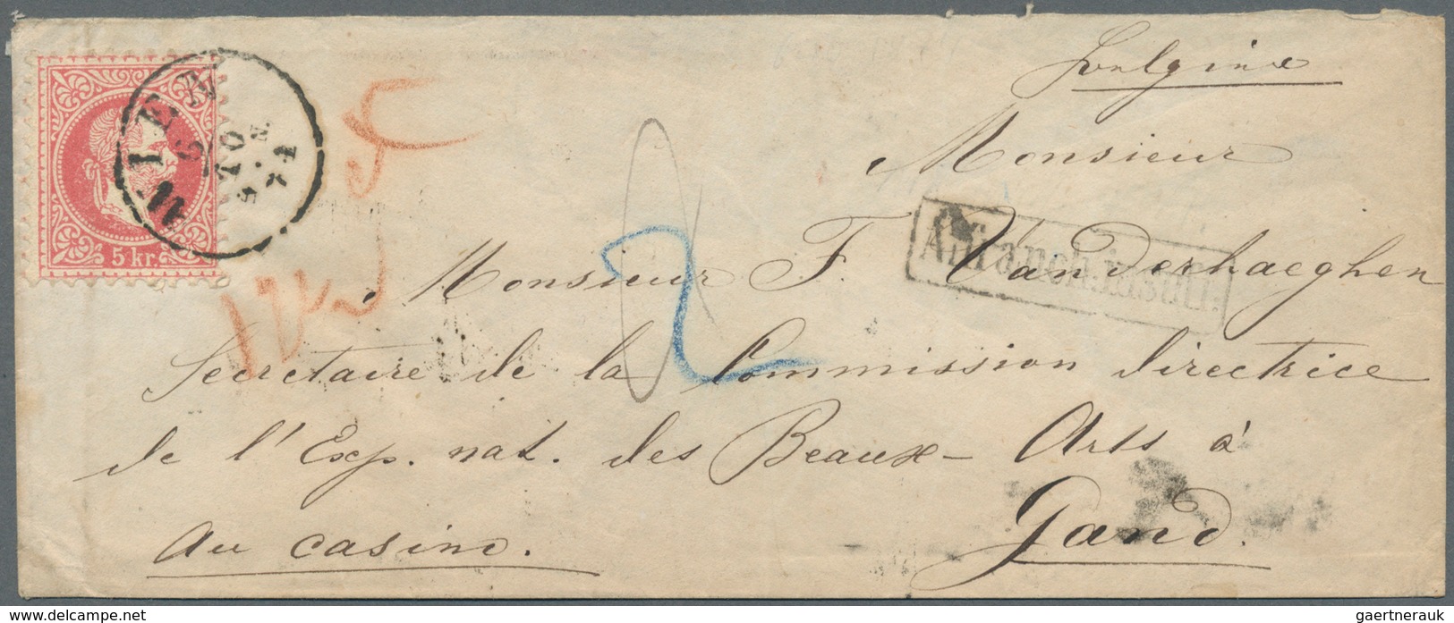 Österreich: 1874, 5 Kr Rosakarmin, EF Auf Unzureichend Frankiertem Brief Von WIEN, 6/10 74, An Den " - Andere & Zonder Classificatie