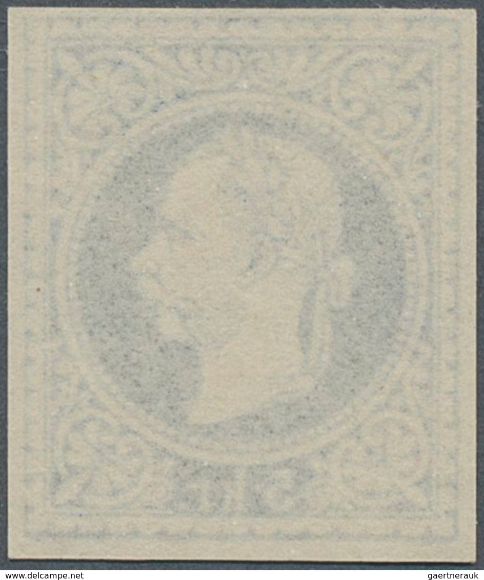 Österreich: 1867, Franz Joseph 5 Kr. UNGEZÄHNTER PROBEDRUCK In Blau Statt Rot Auf Dünnem Papier, Far - Andere & Zonder Classificatie