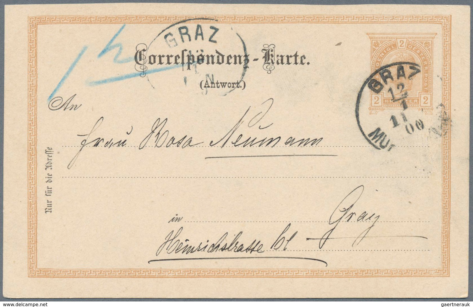 Österreich: 1900, 5 Kreuzer Halbierung Auf Ansichtskarte In Linz, Nicht Anerkannt Und Mit 5 Kr NACHP - Altri & Non Classificati