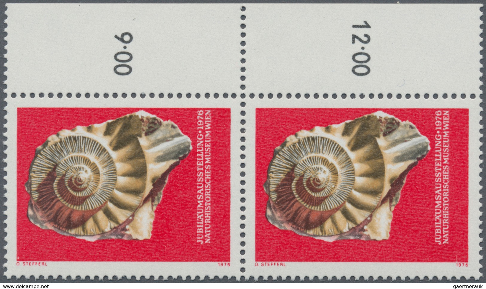 Österreich: 1976, Naturhistorisches Museum Wien 3 S. 'Ammonit' Mit FEHLENDEM GOLDDRUCK (Landesbezeic - Andere & Zonder Classificatie