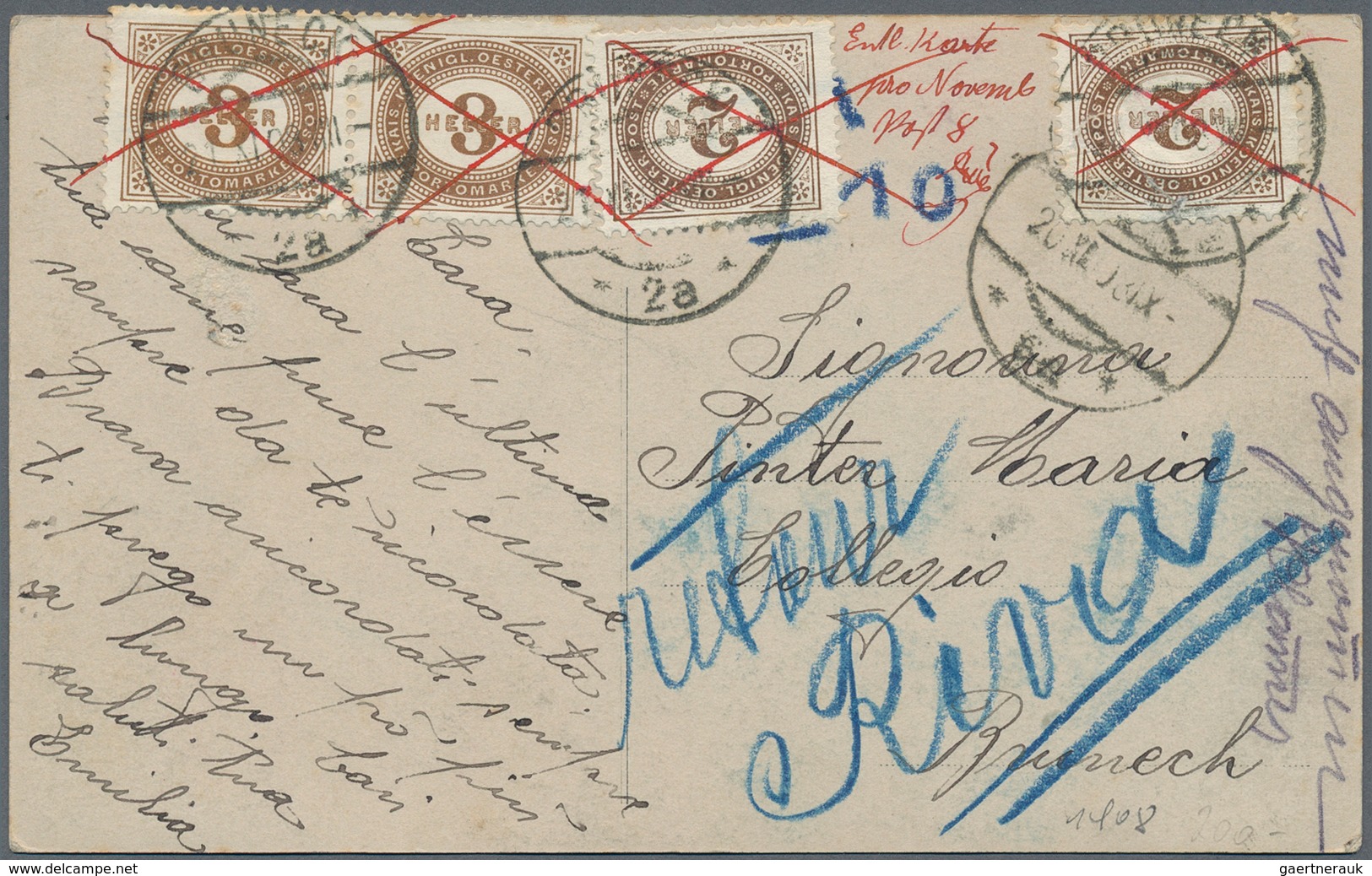 Österreich - Portomarken: 1904/1908, Ortsbrief Aus Triest Nicht Zustellbar Und Für Weiterleitung Nac - Postage Due