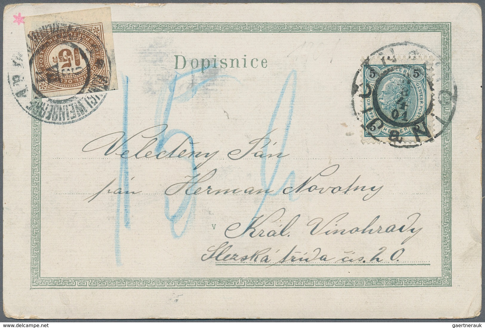 Österreich - Portomarken: 1901/1902, Ansichtskarte Mit Kleinem Briefchen Auf Der Vorderseite Aus JIC - Postage Due