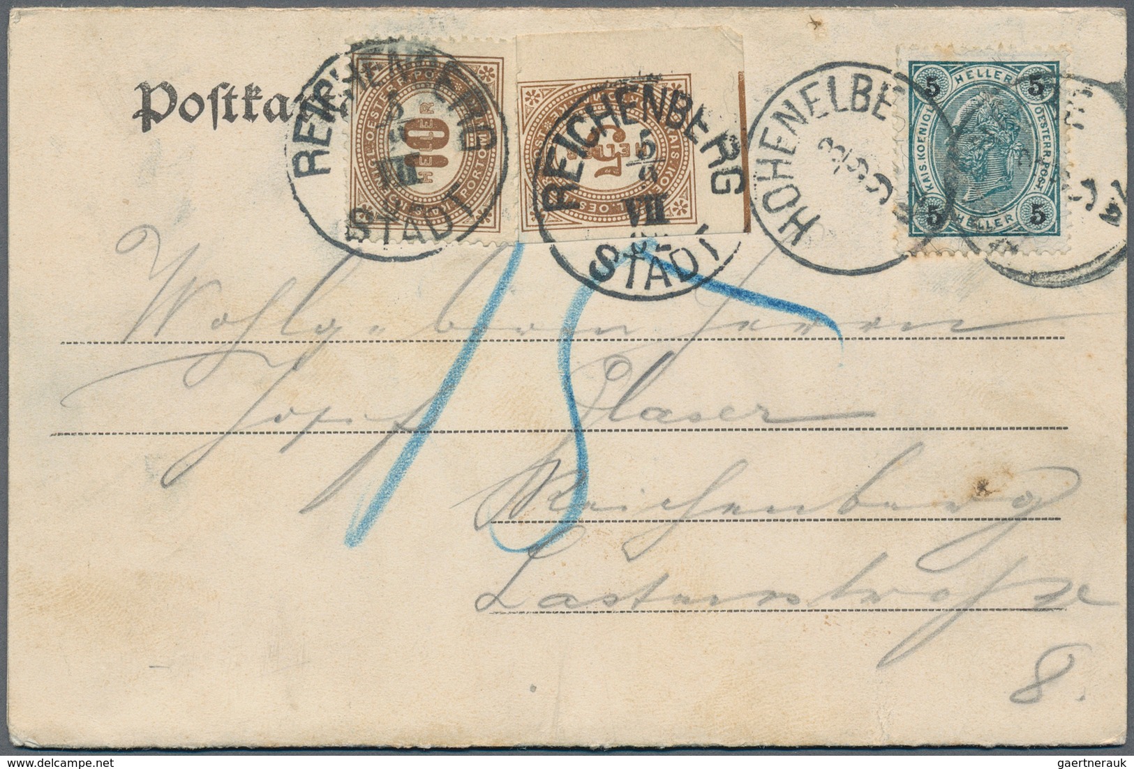 Österreich - Portomarken: 1901/1902, Ansichtskarte Mit Kleinem Briefchen Auf Der Vorderseite Aus JIC - Postage Due