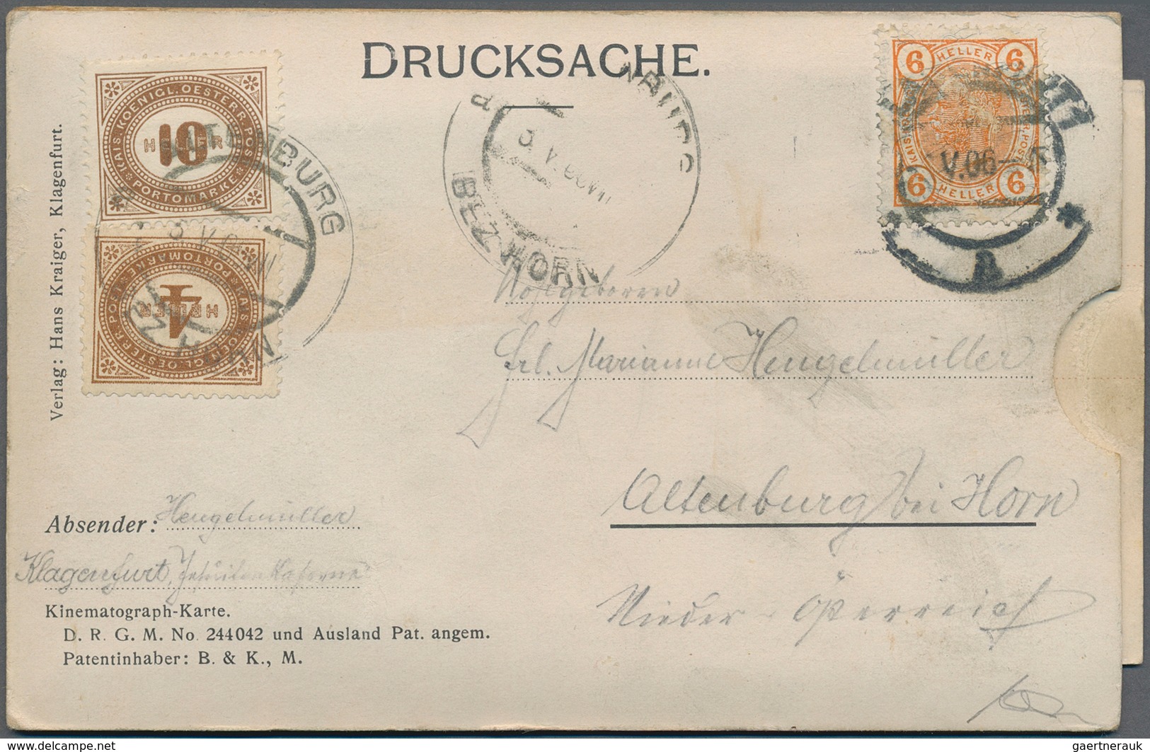 Österreich - Portomarken: 1906, 6 H Dkl'orange Auf Kinematograph-Karte (Leporello) Von Klagenfurt Na - Segnatasse