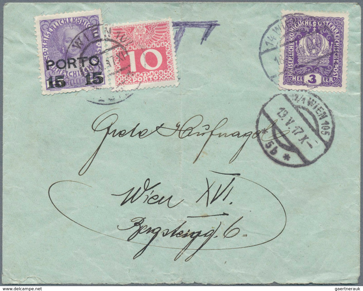 Österreich - Portomarken: 1917, 2 Unterfrankierte Briefe Mit NACHPORTO, 1x In Wien Mit 25 H Belegt U - Postage Due